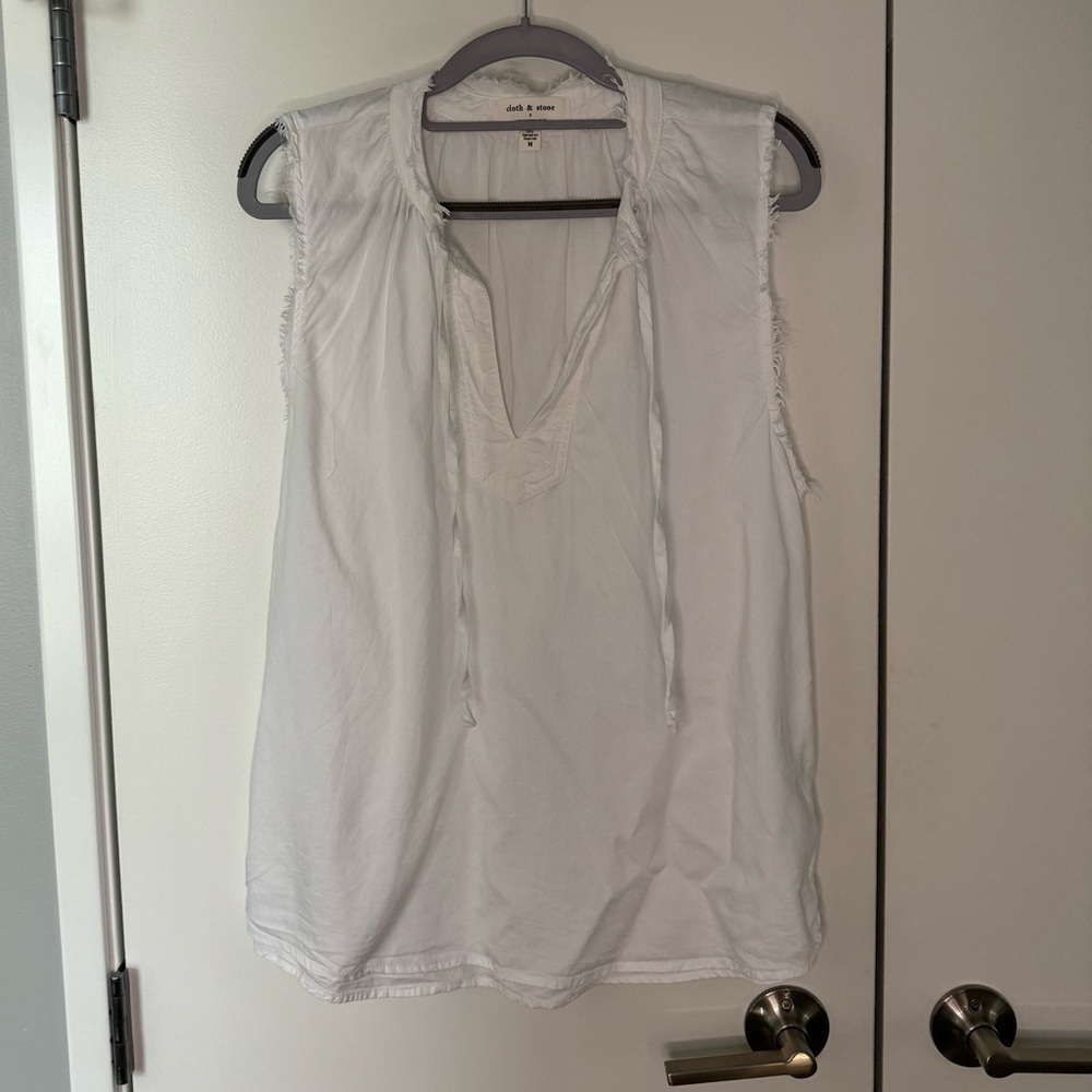 Anthropologie Cloth & Stone Linen Front Tie Tank